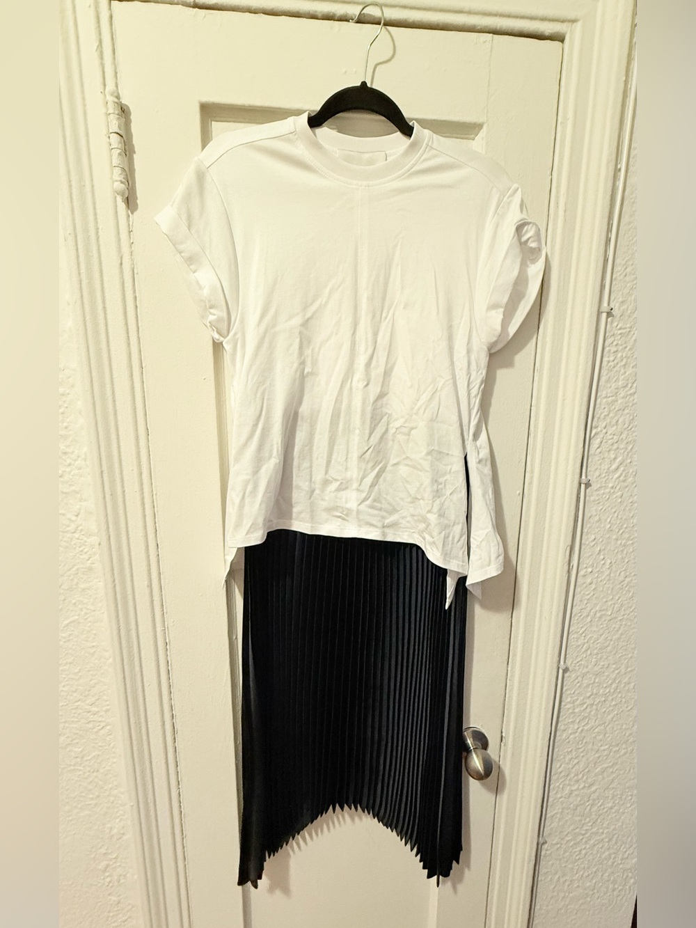 3.1 Phillip Lim Mix Media T Shirt Pleated Midi Dress - Picture 2 of 8